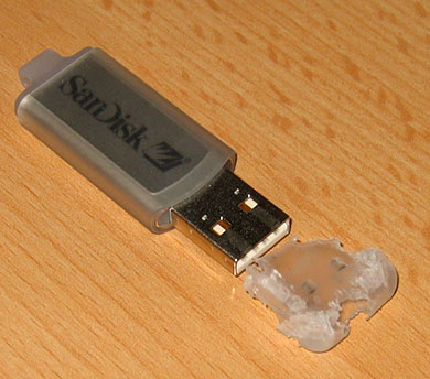 A USB stick with the a chewed cap