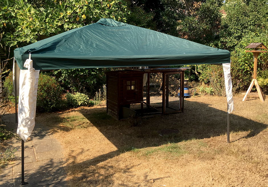 Our bunny run being protected from the sun by a gazebo, during a heatwave Our bunny run being protected from the sun by a gazebo, during a heatwave